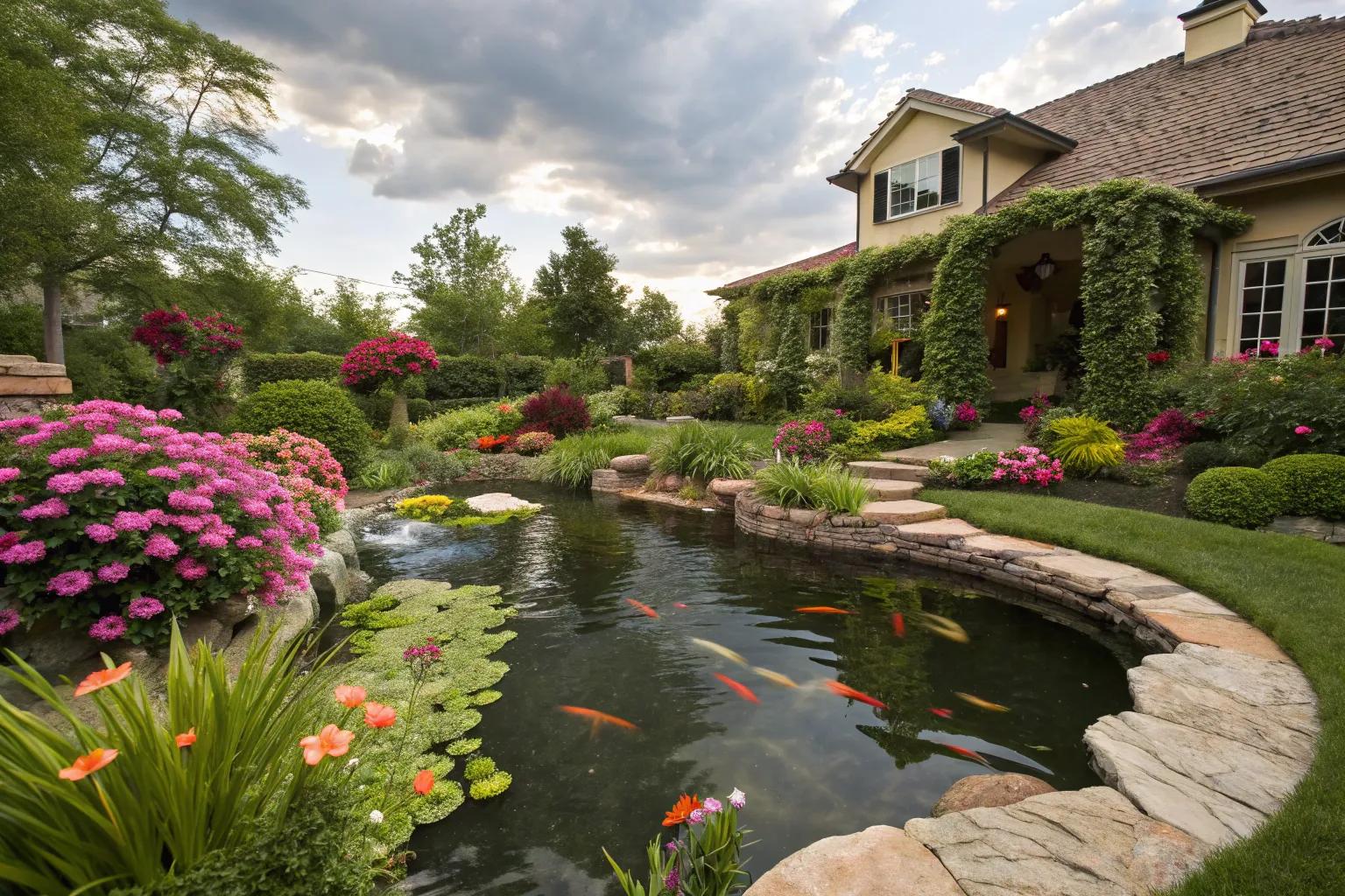 18+ Inspiring Front Yard Koi Pond Ideas