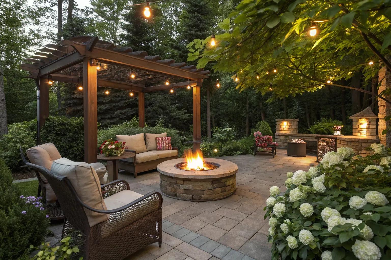 18+ Cozy Patio Designs with Stunning Fire Pit Ideas
