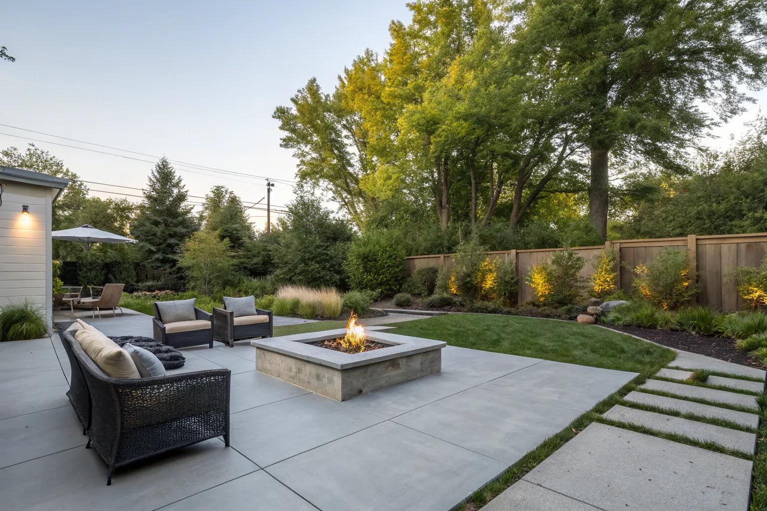 15+ Inspiring Poured Concrete Patio with Fire Pit Ideas