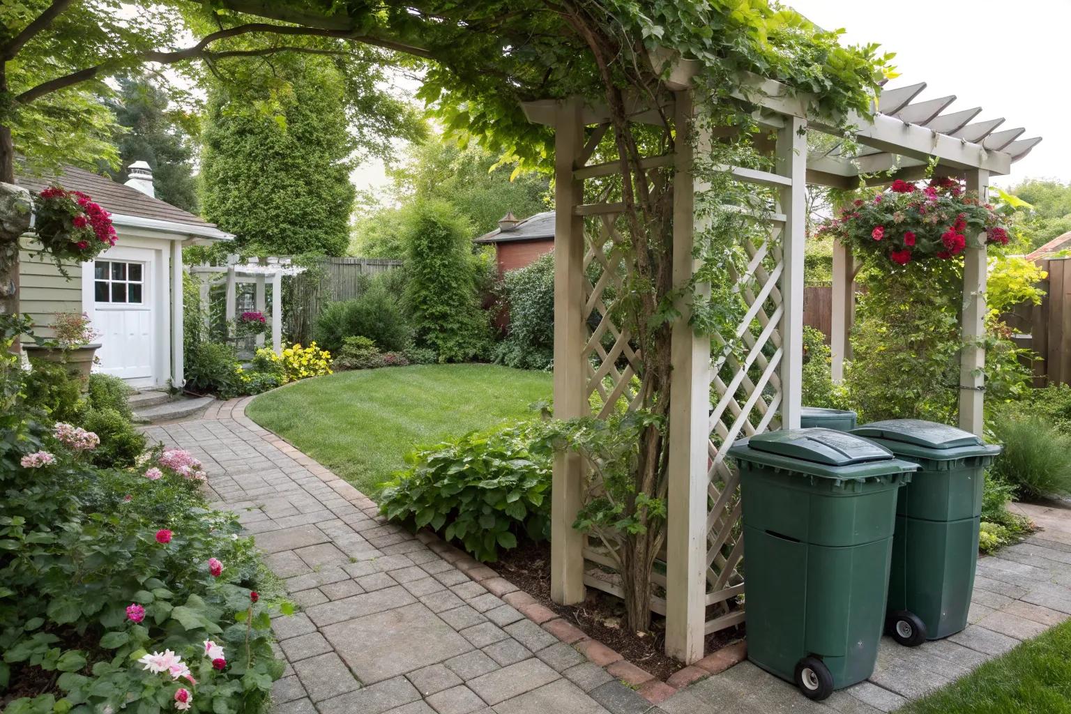 Clever Trellis Ideas to Stylishly Hide Garbage Cans